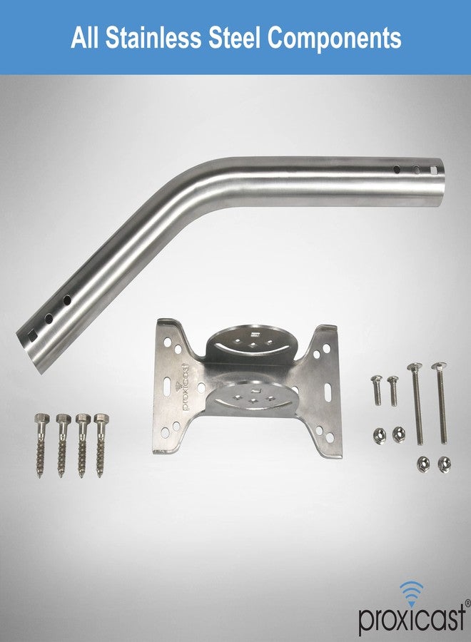 Proxicast Pro-Grade J-Max 100% Solid Stainless Steel Antenna Mount - Universal Outdoor Adjustable Pivot/Lock Bracket & J-Pipe Mast (1.5" x 18" Pole) for Wall, Eave or Roof Mounting (ANT-800-JP3) - Image 4